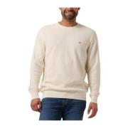 Beige Oval Structuur Crew Neck Sweater Tommy Hilfiger , Beige , Heren