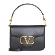 Schoudertas met VLogo Valentino Garavani , Black , Dames