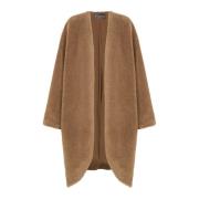 Bruine Wol en Zijde Oversized Jas Cortana , Brown , Dames