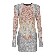 Korte geborduurde jurk Balmain , Multicolor , Dames