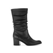 Zwarte Leren Mid Boots Gabor , Black , Dames