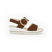 Cognac Suède Sandalen Comfortabel Stijlvol Gabor , Brown , Dames