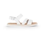 Witte Leren Platte Sandalen Gabor , White , Dames