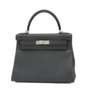 Pre-owned Leather handbags Hermès Vintage , Gray , Dames