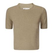 Wollen Crew-Neck Sweater met Ribgegevens Maison Margiela , Beige , Dam...