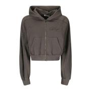 Hoodie met rits en logo Ottolinger , Brown , Dames