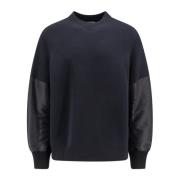 Katoenen sweatshirt met nylon inzetstukken Sacai , Black , Heren