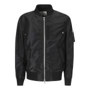 Stijlvolle Jas met Rits en Zak Sacai , Black , Heren