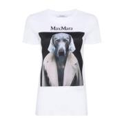 Katoenen T-shirts met Hondenprint Max Mara , Pink , Dames