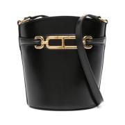 Zwarte Leren Schoudertas met Logo Tom Ford , Black , Dames