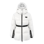 Witte Mid Down Jas met Afneembare Capuchon Duvetica , White , Dames