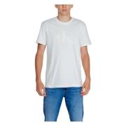 Heren T-shirt Monologo Applique Calvin Klein Jeans , White , Heren