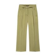 Satin Flared Broek Klassieke Stijl Luisa Cerano , Green , Dames