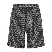 Zwarte Zijden Bedrukte Shorts Burberry , Black , Heren