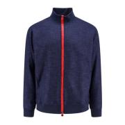 Luxe Wolmix Rits Sweatshirt Kiton , Blue , Heren