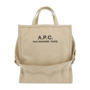 Canvas Shopping Bag met Logo Print A.p.c. , Beige , Unisex