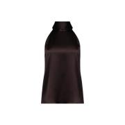 Satin Sienna Top in Chocolade Galvan London , Brown , Dames