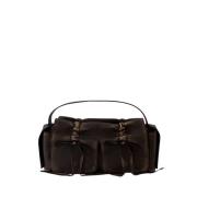 Vintage Multipocket Leren Schoudertas Bruin Acne Studios , Brown , Dam...