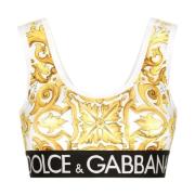 Majolica Print Crop Top Dolce & Gabbana , Yellow , Dames