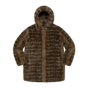 Faux Fur Hooded Coat Brown Supreme , Brown , Heren