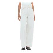 Denim Paperbag Jeans met Riem Ganni , White , Dames