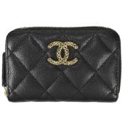 Pre-owned Leather wallets Chanel Vintage , Black , Dames