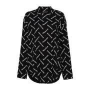 Logo Print Poplin Shirt Balenciaga , Black , Dames