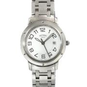 Pre-owned Stainless Steel watches Hermès Vintage , White , Dames