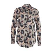 Blauwe Retro Print Shirt Himon's , Multicolor , Dames