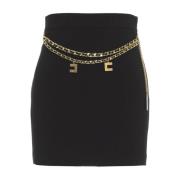 Zwarte Stretch Crêpe Mini Rok Elisabetta Franchi , Black , Dames