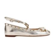 Metallic Ballerina met Stud Trim Valentino Garavani , Gray , Dames