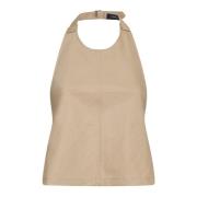 Khaki Halter Top A-Line Cut Wardrobe.nyc , Beige , Dames