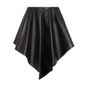 Zwarte Leren Geplooide Driehoek Rok Alaïa , Black , Dames