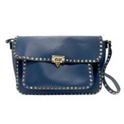 Pre-owned Leather shoulder-bags Valentino Vintage , Blue , Dames