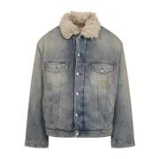 Blauwe Denim Jack Klassieke Stijl Acne Studios , Blue , Heren