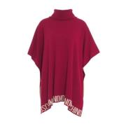 Rode Gebreide Poncho Aw24 Moschino , Red , Dames