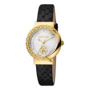 Elegante Analoge Leren Horloge Roberto Cavalli , Black , Dames