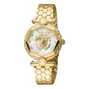 Stalen Analoge Horloge met Stalen Band Roberto Cavalli , Yellow , Dame...