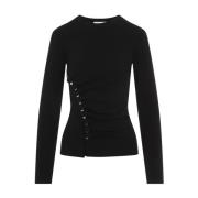 Stijlvol Zwart Top met Knoopdetails Paco Rabanne , Black , Dames