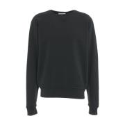 Zwarte Geborduurde Logo Sweatshirt Aw24 Closed , Black , Heren