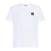 Wit Katoenen Logo Patch T-shirt Stone Island , White , Heren