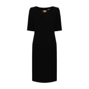 Zwarte Viscose Sable Jurk Versace , Black , Dames