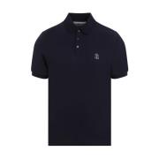 Blauw Katoenen Poloshirt Brunello Cucinelli , Blue , Heren