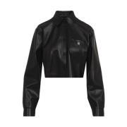 Zwarte Leren Crop Top Givenchy , Black , Dames