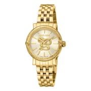 Dames Roestvrijstalen Analoge Horloge Roberto Cavalli , Yellow , Dames