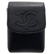 Pre-owned Leather home-office Chanel Vintage , Black , Dames