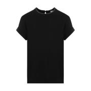 Zwarte Katoenen T-shirt met Monili Detail Brunello Cucinelli , Black ,...