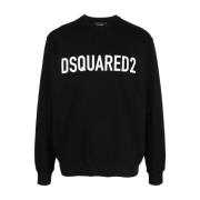 Zwart Logo Print Crew Neck Sweater Dsquared2 , Black , Heren