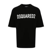 Zwart Logo Print T-shirt Dsquared2 , Black , Heren