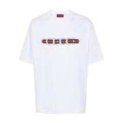 Wit Logo Print Crew Neck T-shirt Gucci , White , Heren